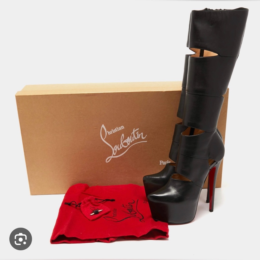 💯 Authentic Christian Louboutin “Bandita” Black Leather Boots 160mm Size 36.5!!